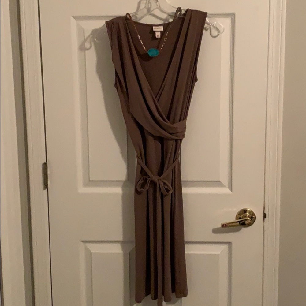 Kahki beige wrap dress